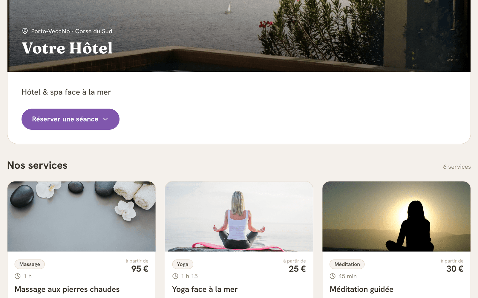 Aperçu : la page de votre lieu sur atribu.com