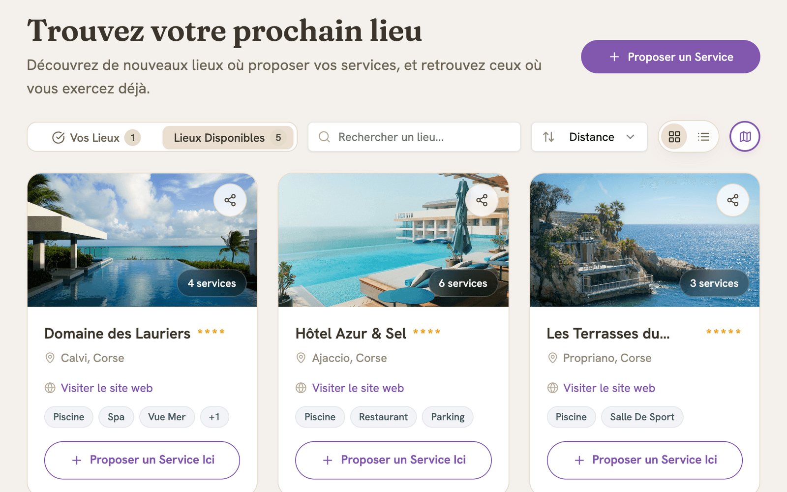 Aperçu : les lieux partenaires disponibles